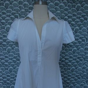 BCBG White stretch cotton cap sleeve top